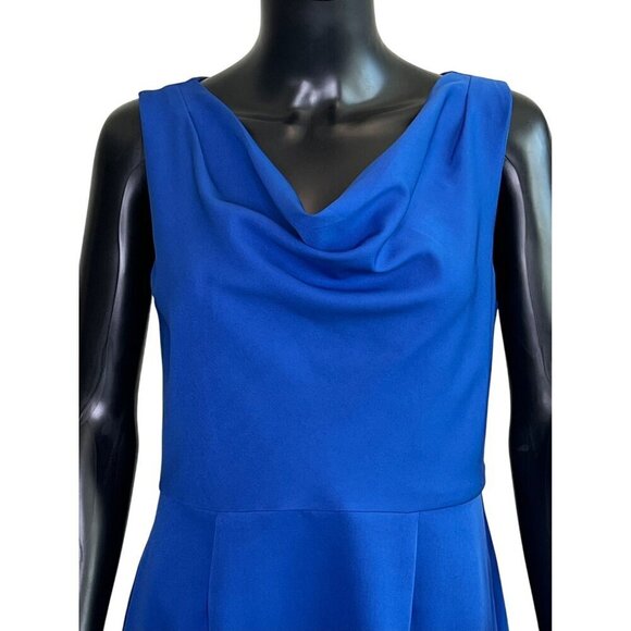 Sam Edelman Blue Draped Neck Sheath Dress Sleeveless Size 8 - Picture 3 of 10